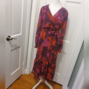 NWT Sofia Jeans By Sofia Vergara Floral Print Belted Crossfront Dress Sz Sm=4/6